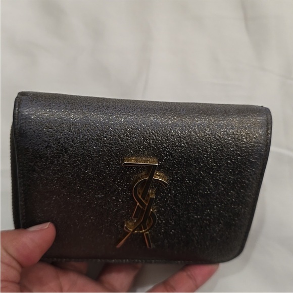YSL monogram calfskin zip around wallet -metallic AUTHENTIC - Picture 6 of 8